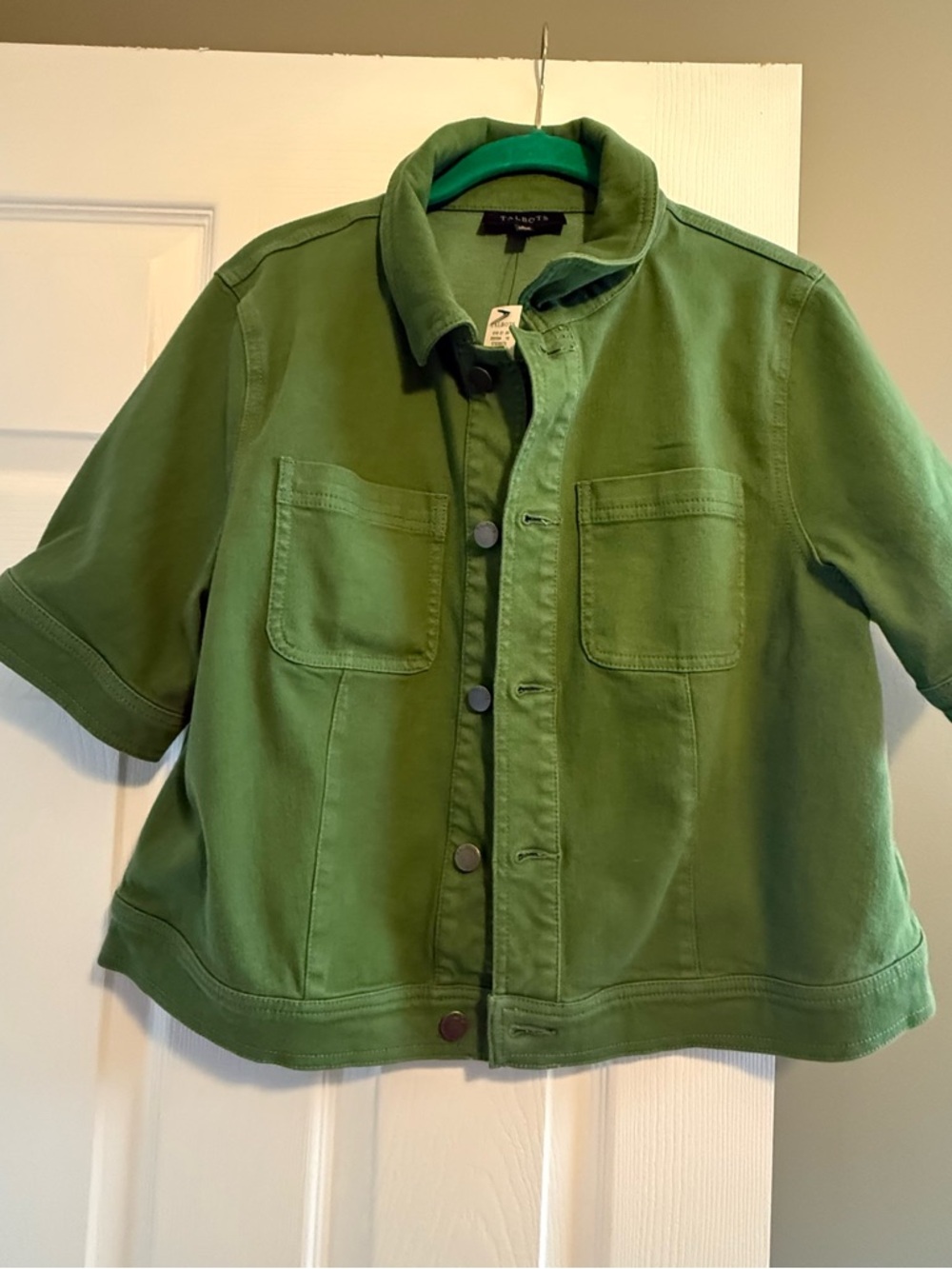 Talbots Olive Green Short-Sleeve Jean Jacket